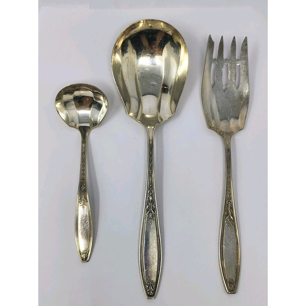 Rockford Silver Plate 9" Serving Spoon Fork Ladle